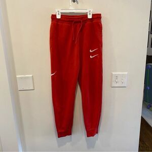 Nike NSW Swoosh French Terry Pants Sweatpants Red Men’s Size small double swoosh